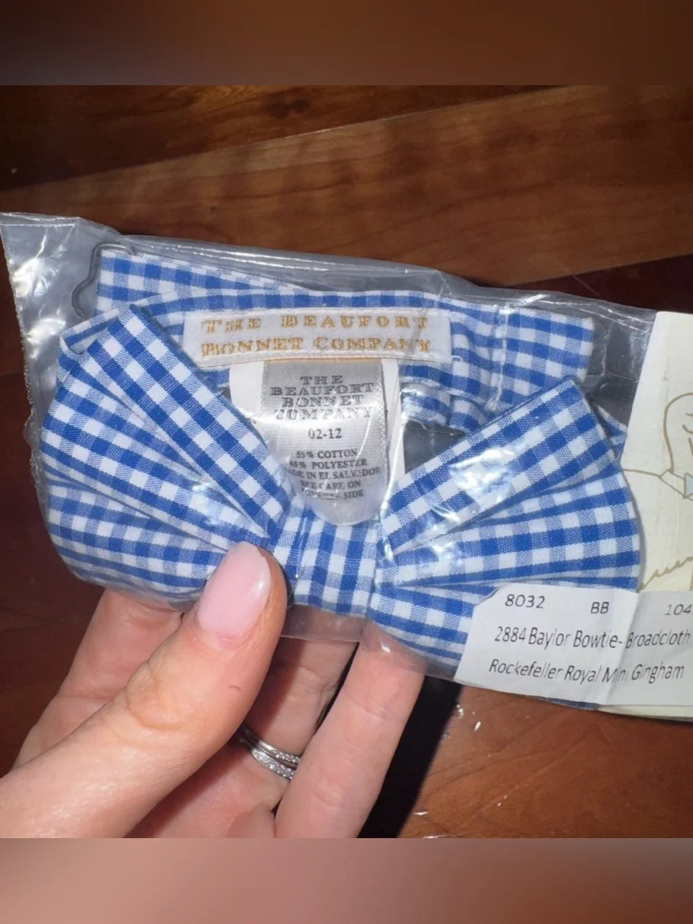 NWT TBBC The Beaufort Bonnet Company Blue Rockefeller Blue Gingham Bow Tie